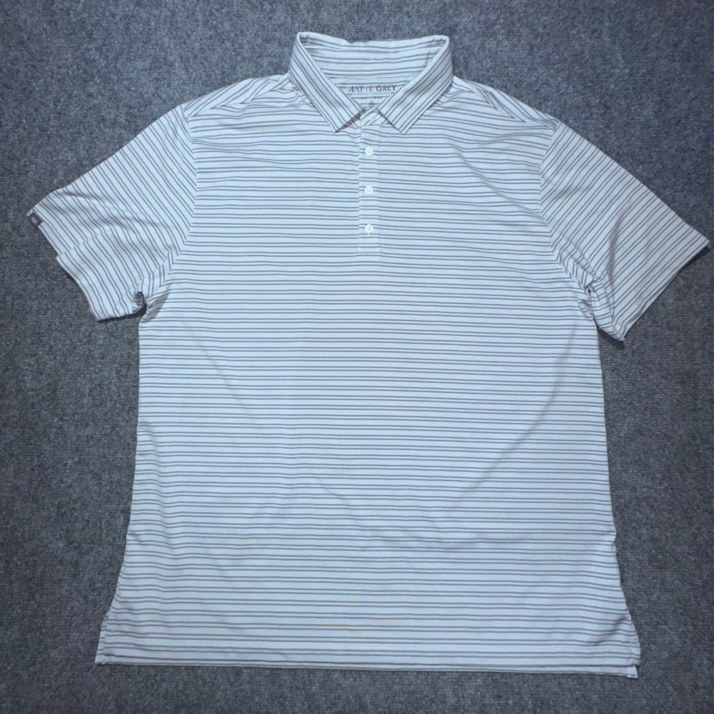 MATTE GREY‎ Mens 2X Large Polo Shirt Short Sleeve Striped Golf Casual